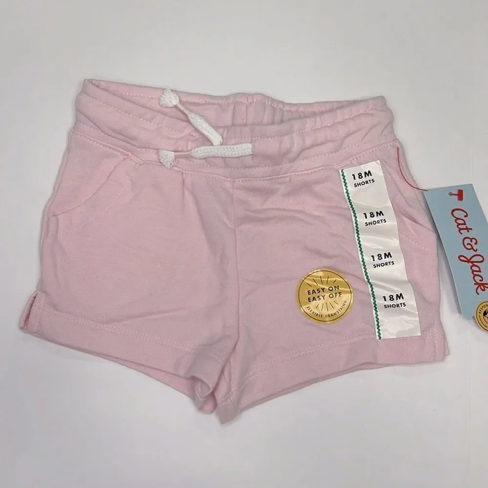 Cat & Jack Girls Pink Flexible Drawstring Shorts Size 18 months - Picture 1 of 4